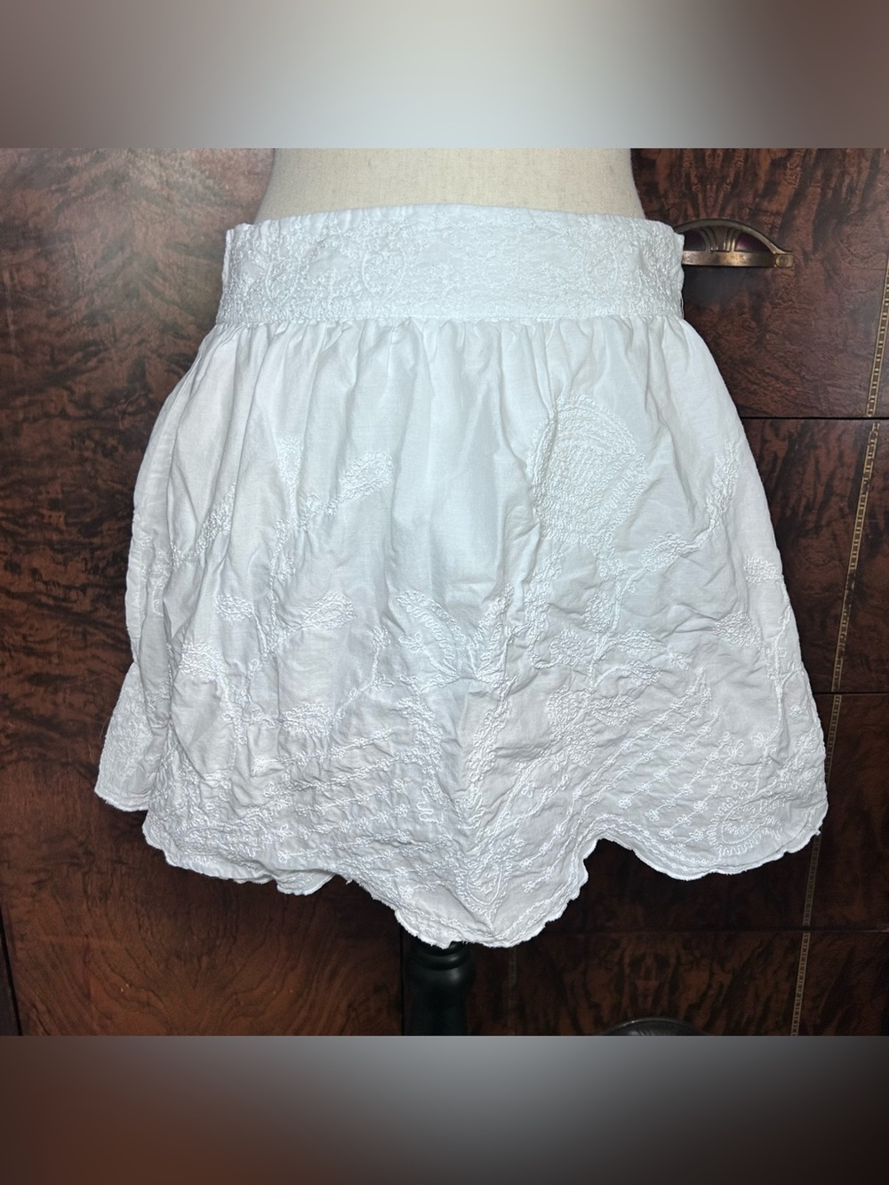 Zara White Eyelet Cotton Lace Mini Skirt Medium Girly